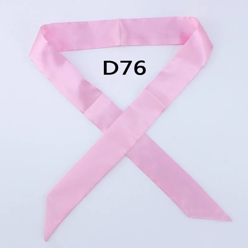 D76 Горячая Мода саржевый эмуляционный Шелковый однотонный шарф для женщин маленький шарф лента Сумочка волосы длинная шаль Бандана роскошный головной шарф - Цвет: D76