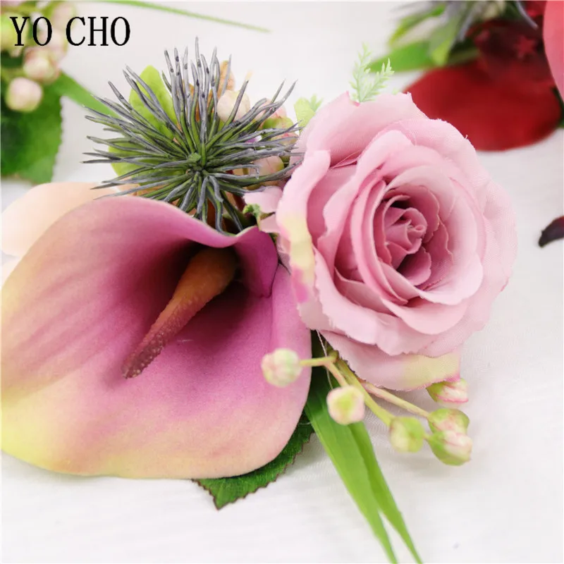 Букет невесты Мода Высокое качество 1 шт. Калла Лилия Цветок Корсаж Женихи Для