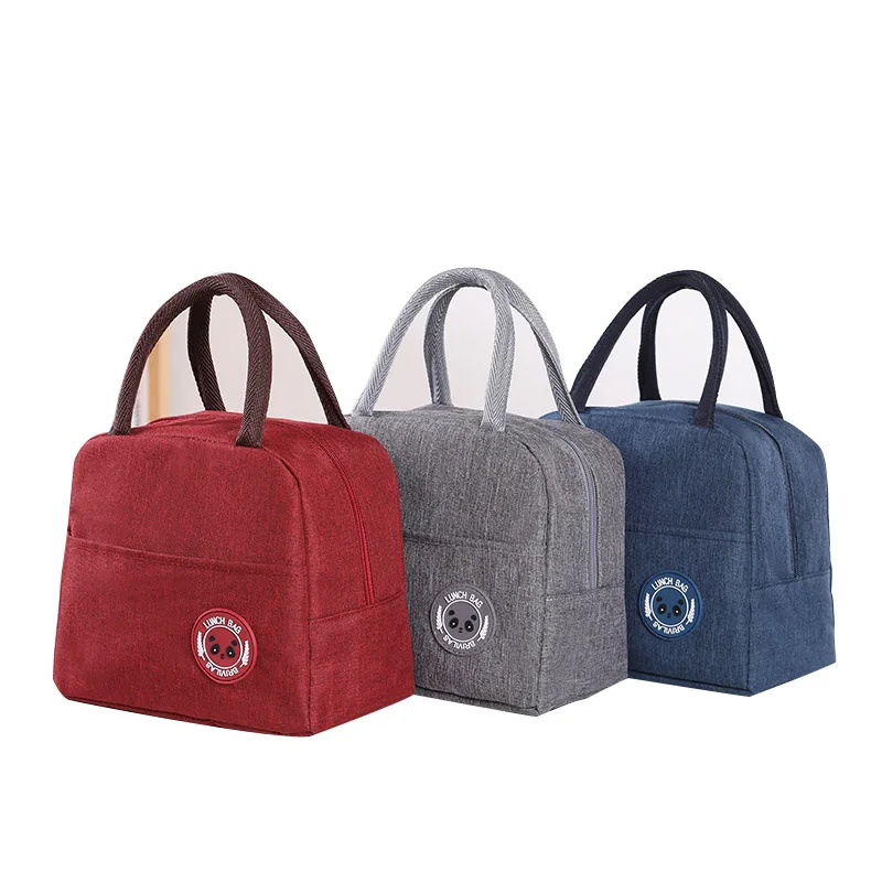 Однотонные водонепроницаемые нейлоновые портативные сумки на молнии для ланча