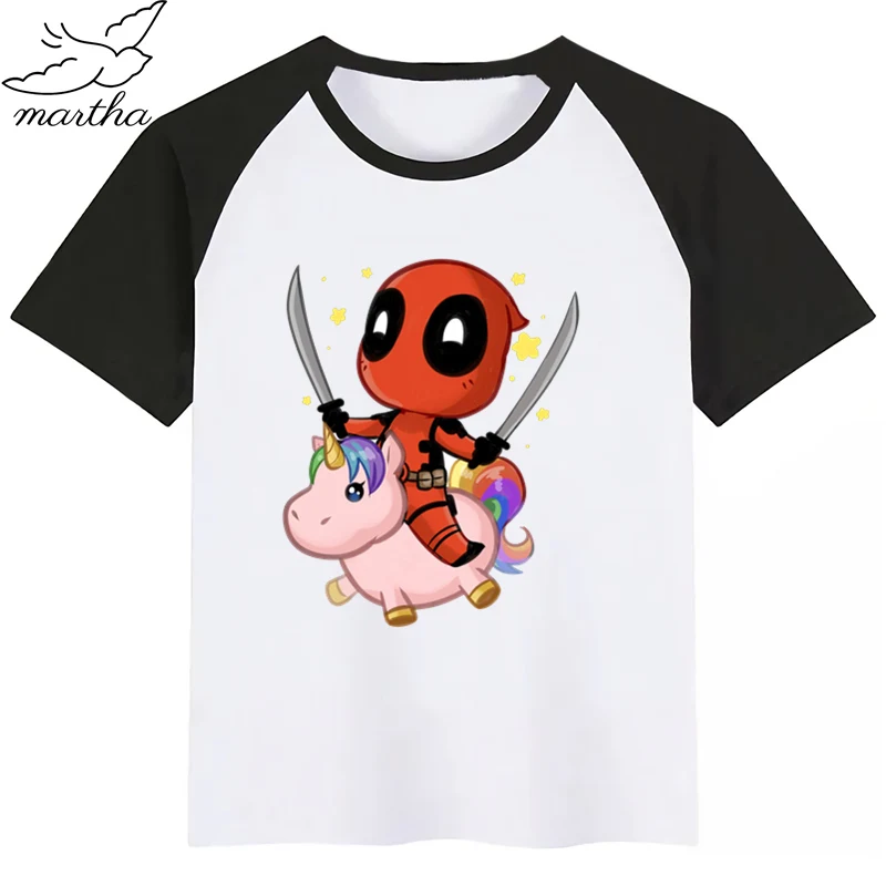 Deadpool/Детская футболка с принтом я Единорог летние топы для мальчиков и девочек
