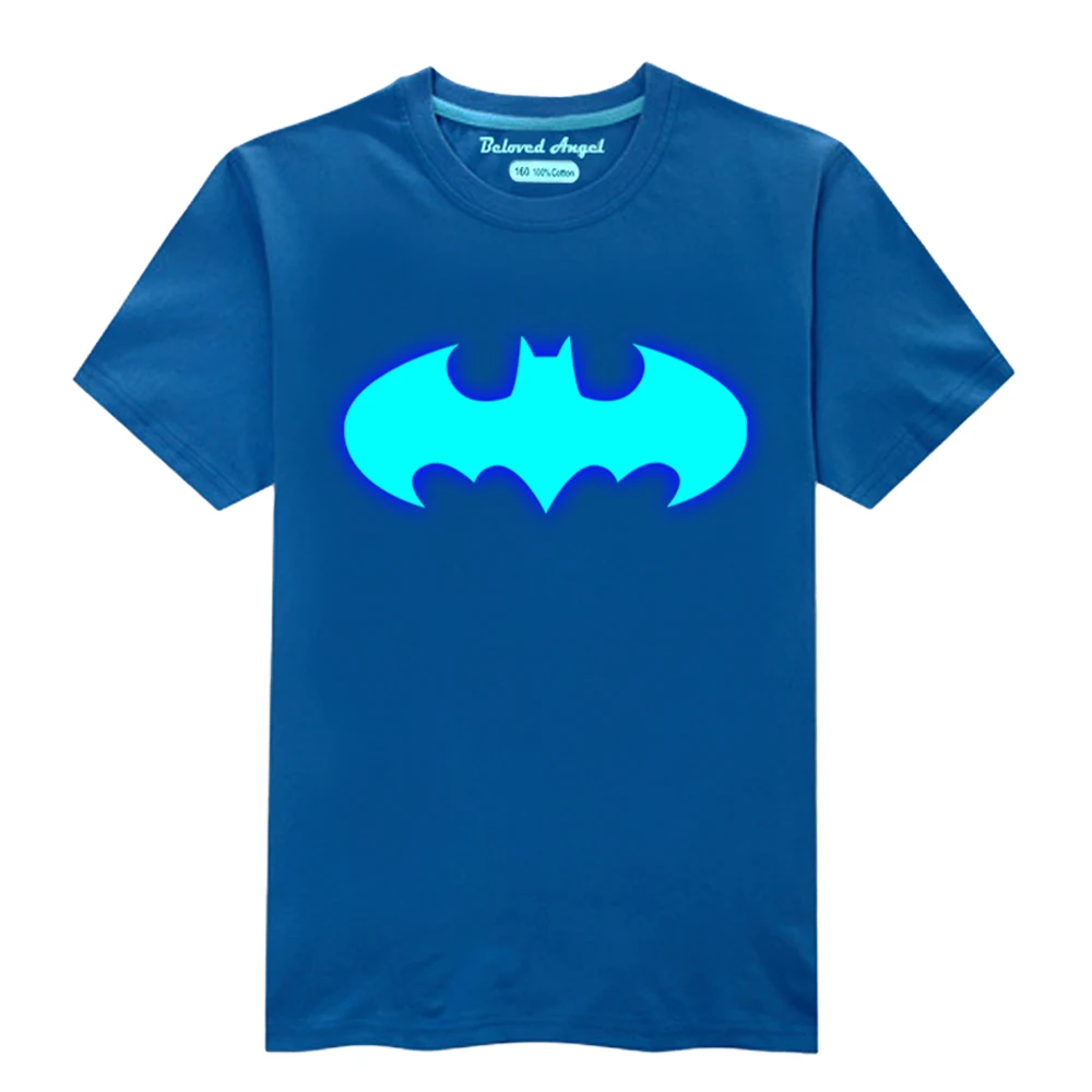 

Рождественская светящаяся футболка для мальчиков и девочек, топы с коротким рукавом и мультяшным принтом, хлопковая Детская летняя новая д...