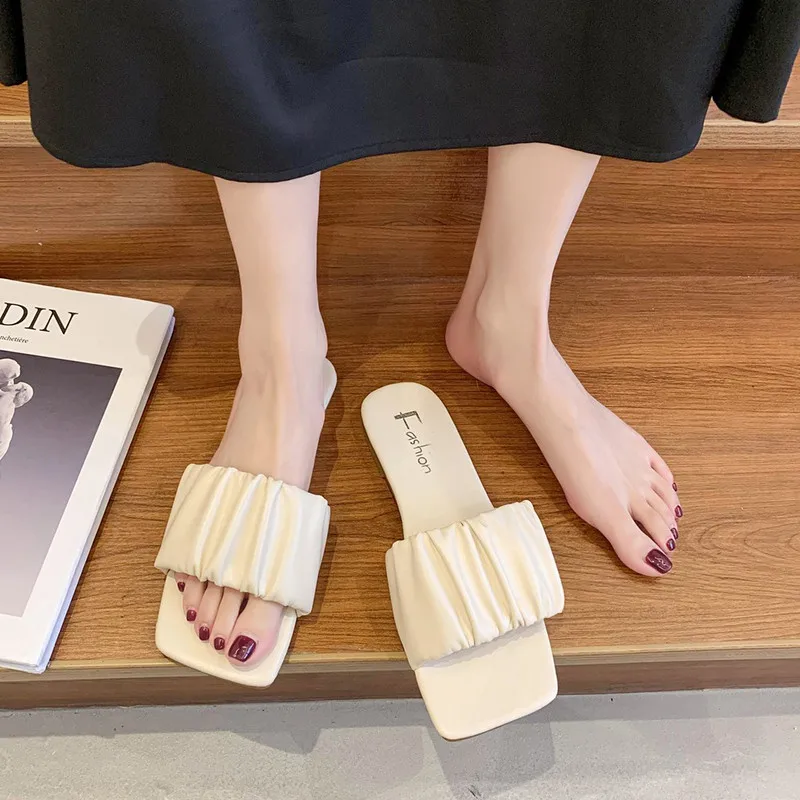 

Slippers Women Summer Female Shoes Slides Fashion 2021 Flat Soft Luxury Basic Rome PU Shoes Woman 2021 Slippers Summer Luxury Sl