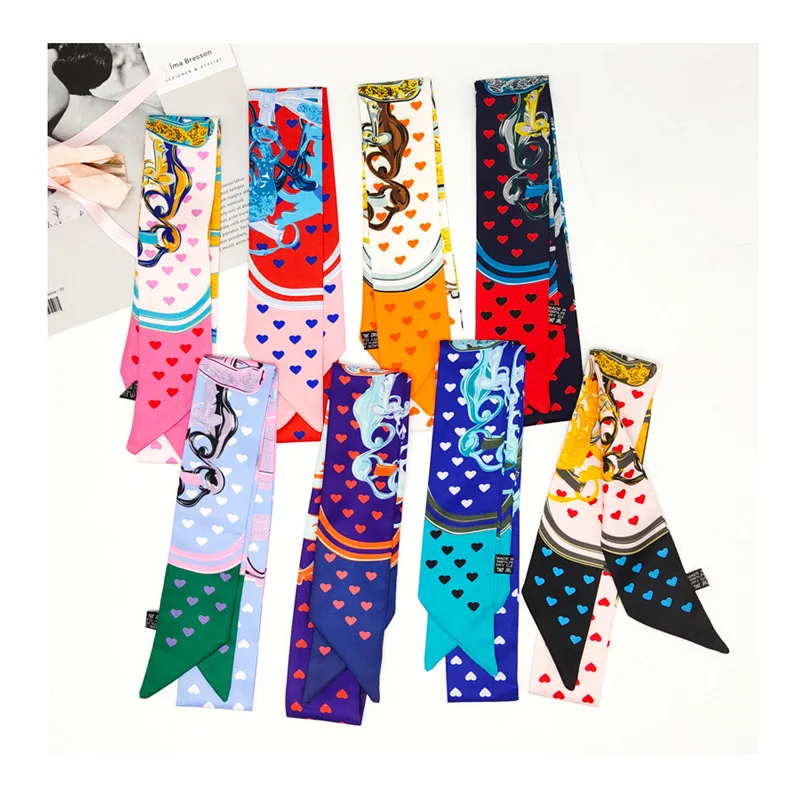 

New 2020 Small Silk Scarf For Women Print Bag Brand Fashion Head Long Scarves Wholesale Bandana Hijab Pashmina Foulard Femme