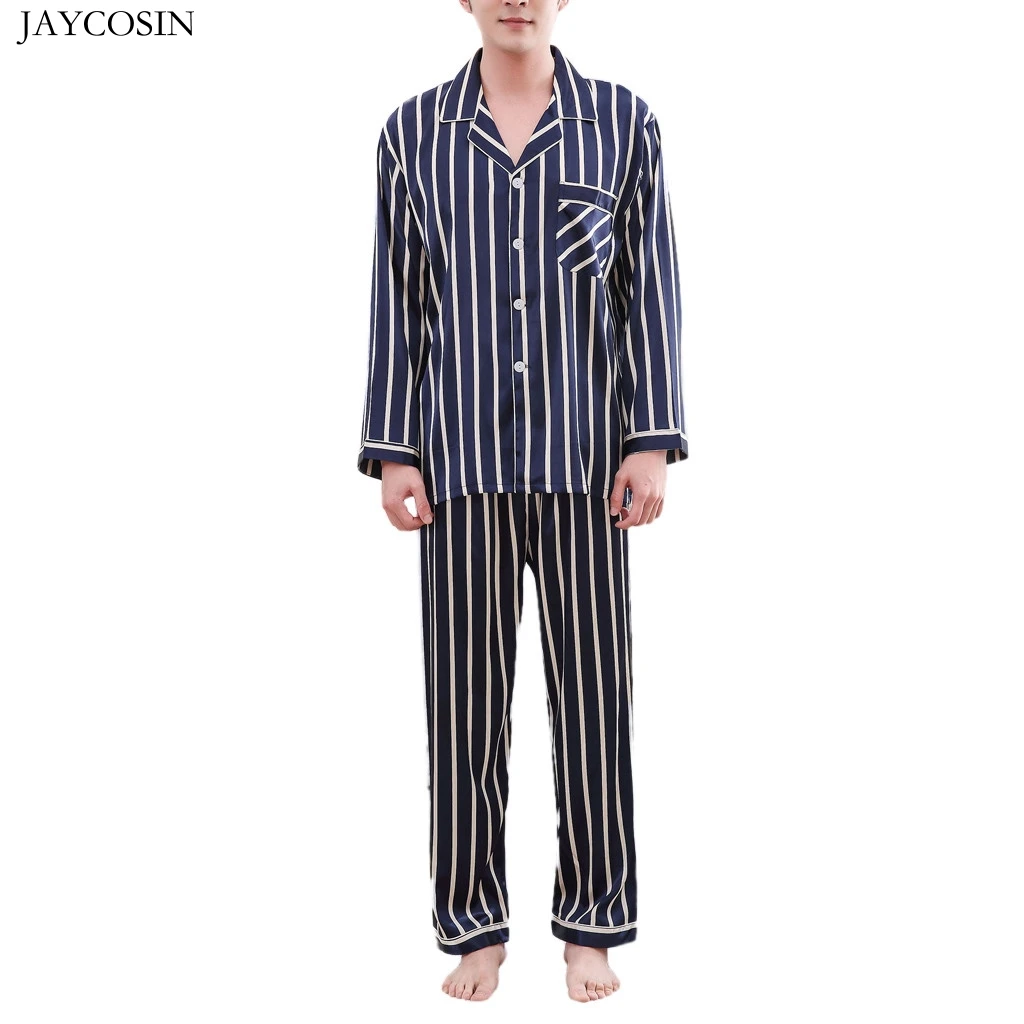 Пижамный комплект JAYCOSIN Мужской Шелковый Повседневная Пижама шелковая одежда для