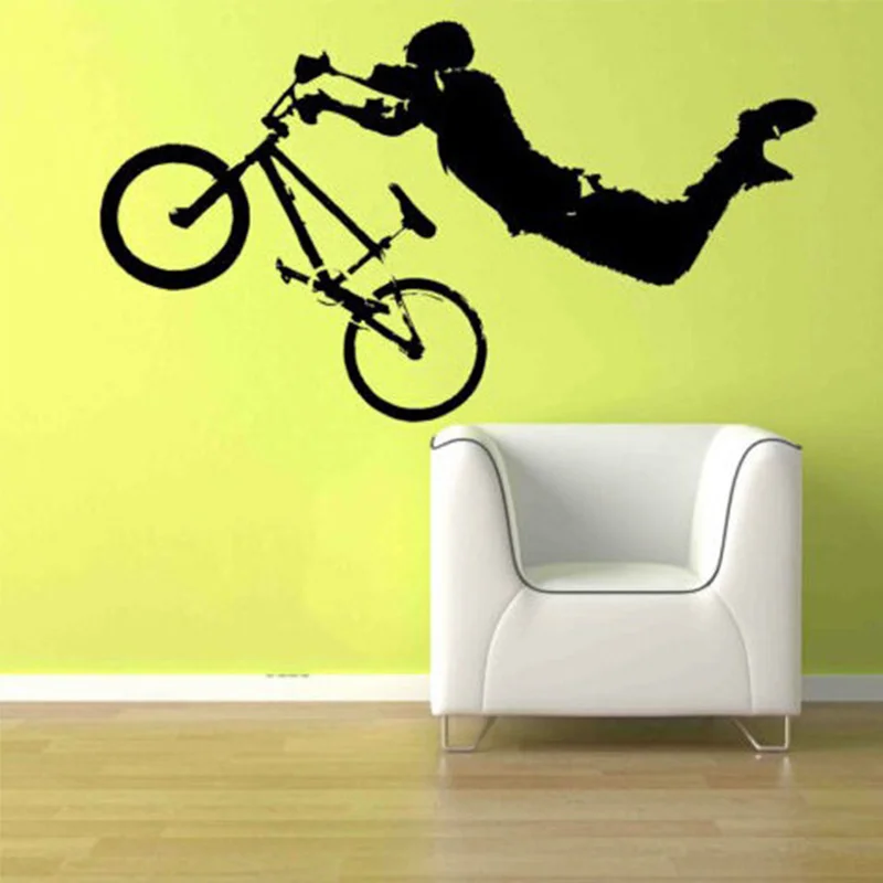 Boy Giant BMX Bike Bicycle Wall Art Sticker Decal Home DIY Decoration Mural Removable Bedroom Decor 56x102cm | Дом и сад