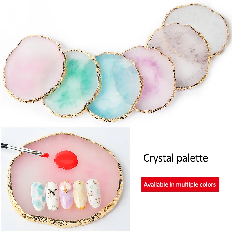 Новая круглая полимерная палитра цвета ногтей из агата и камня для смешивания