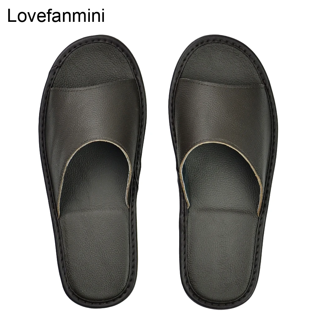 

slippers men big sizes Genuine Cow Leather home male indoor house for Men's slippers women man slipper Luxury soft Flat shoes