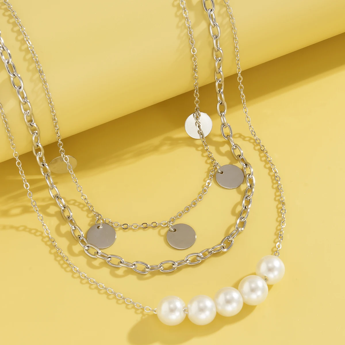 

PuRui Multi Layer Chain With Sequins/Pearl Necklace for Women Fashion Gold/Silver Color Choker Necklace on the Neck Jewelry 2021