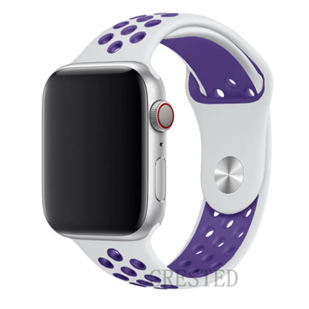 White light purple Спортивный ремешок для apple watch band 44 мм/40 мм apple watch 5 4 3 band iwatch band 5 42 мм/38 мм correa браслет ремень аксессуары для часов - Цвет ремешка: White light purple