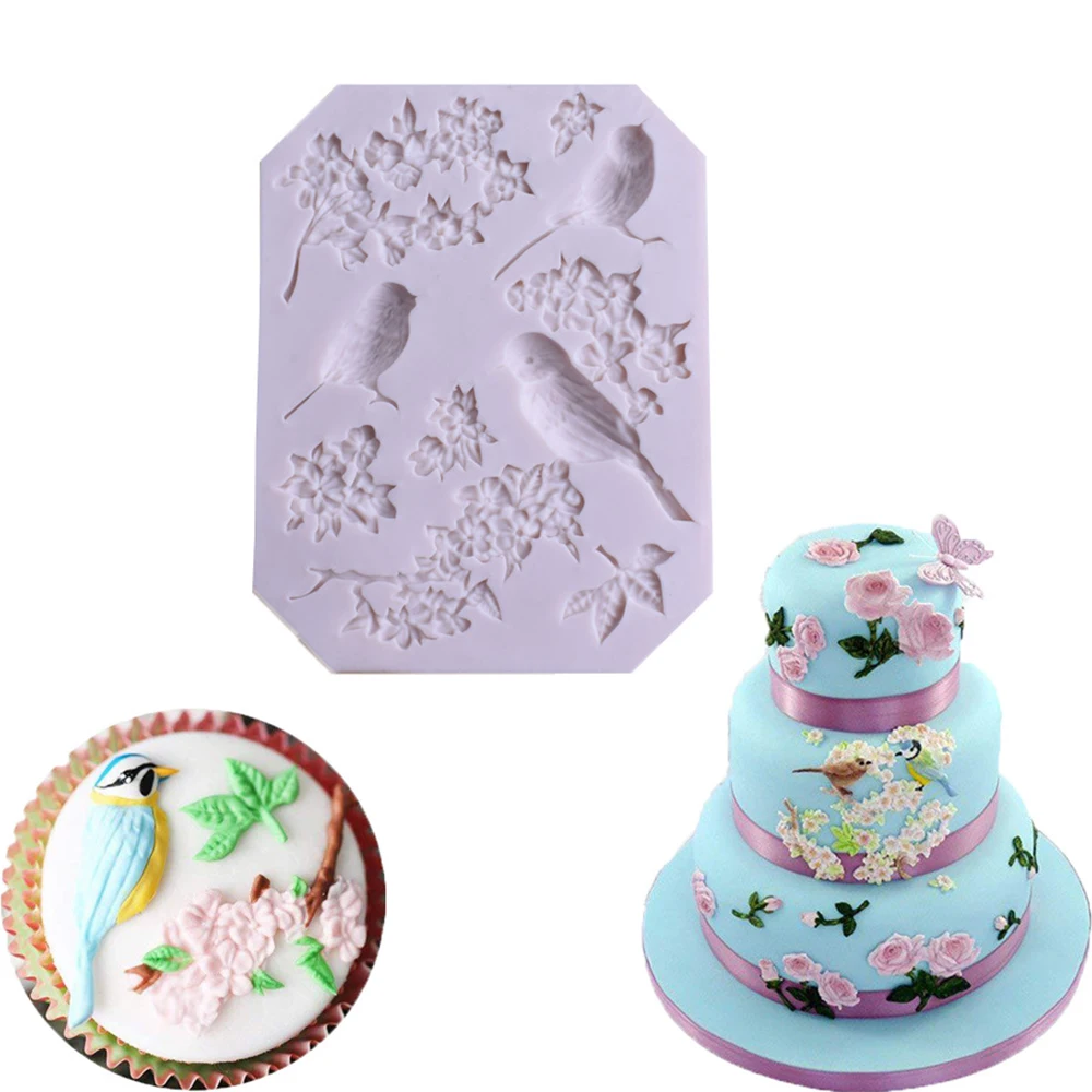 Силиконовые формы для торта DIY сорока цветок ветка помадка торт шоколадный