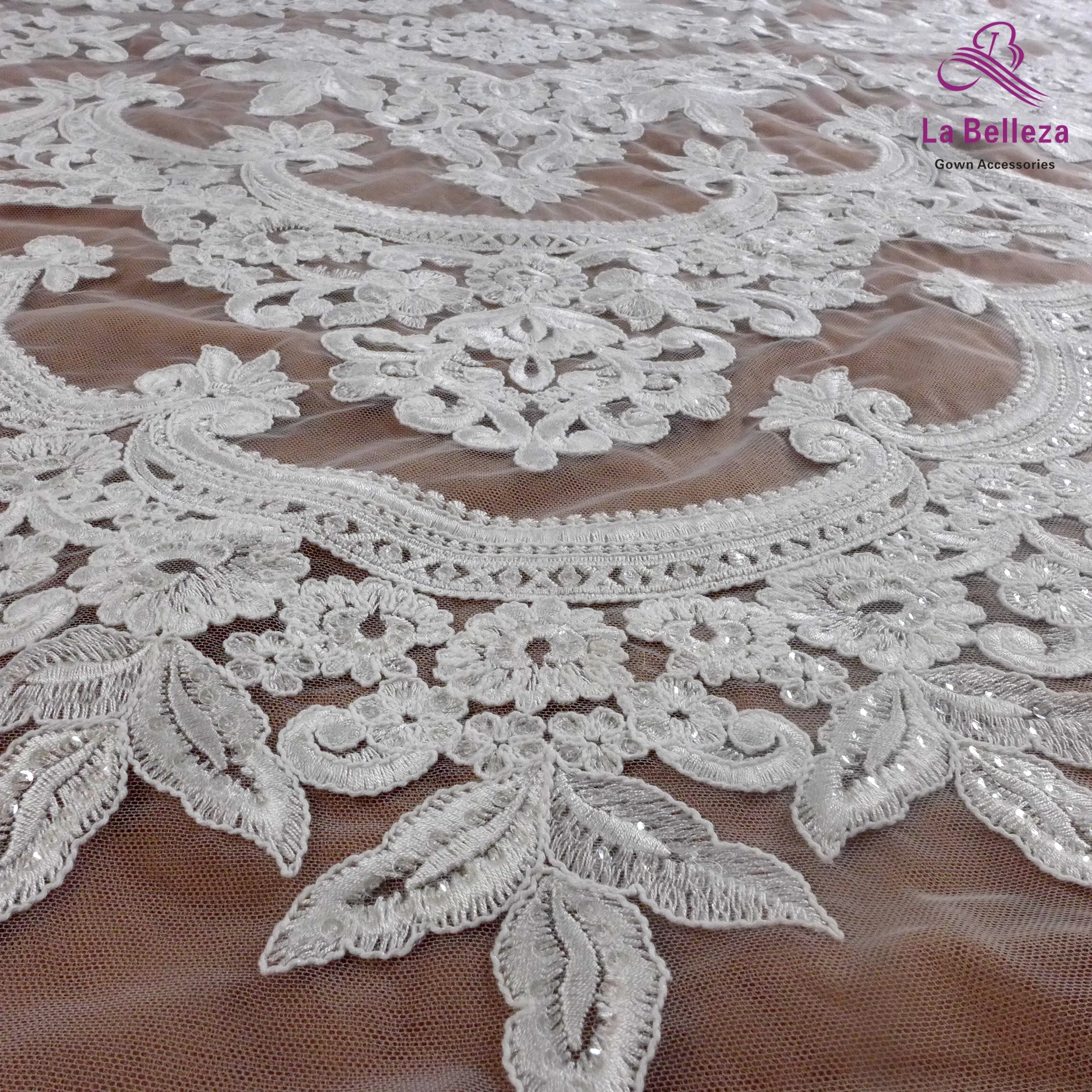 Высококачественная белая кружевная ткань с блестками для свадебного/вечернего