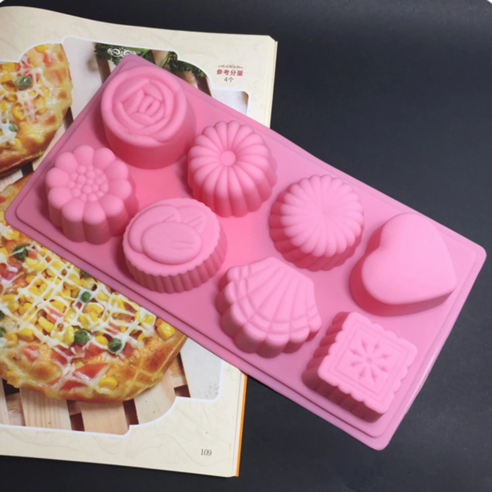 

Food Grade Soft Silicone Eight Flower Patterns Handmade Soap Mold Chocolate Cake Mold Soap Making Set Silicone Liquid Crafts