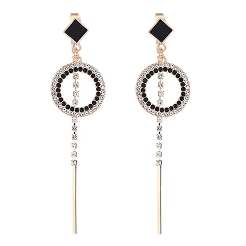 

Women's Earrings Fashion Trend Accessory Hanging Gothic Long Full Tassel Chain S925 Needle Two Wear Zircon Shining Earring Korea