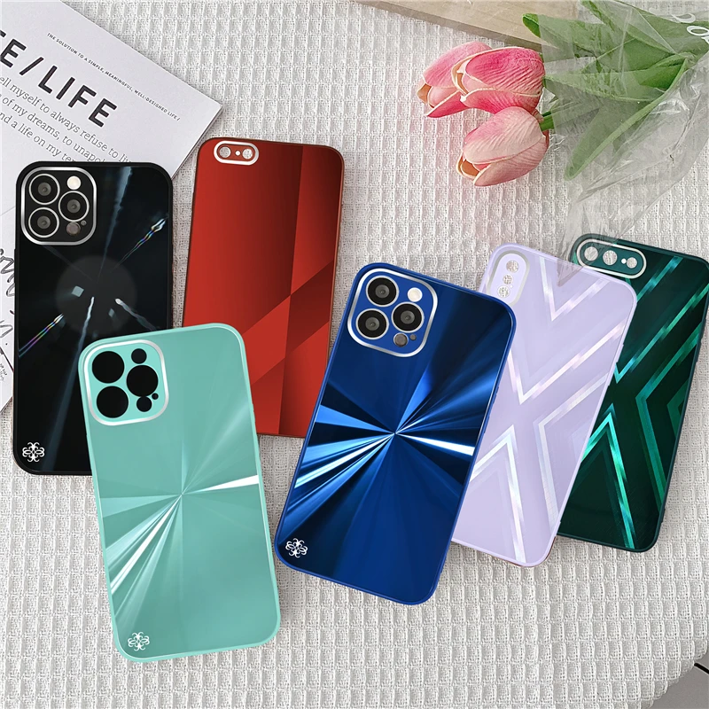 

Fashion Glare gradient glass phone Case For iphone 12 11 Pro Max XS Max XR X 7 8 Plus SE 2020 Apple Case protective Back Cover