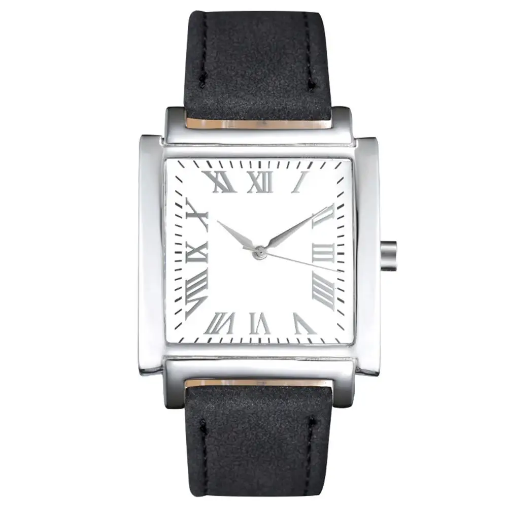 

Fashion Mens Watches Square Dial Roman Numeral Faux Leather Strap Analog Quartz Watch Women Luxury Adjustable Quartz Wrist Watch