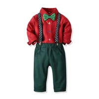 toddler boy clothes wedding dress red shirt green pants belt 1 6 t children costume boys autumn suit infant kid clothing set