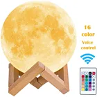 Лунная лампа креативная Ночная лампа 3D печать Лунная лампа настольная лампа 16 цветов Изменение сенсорныйпульт дистанционного управления светодиодный лусветильник украшение дома подарок