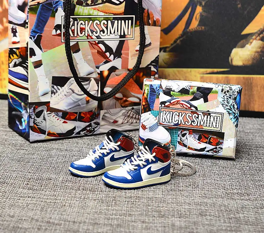 a pair w black ring Персональный DIY Jordan Generation AIR JORDAN 1 chicago 3D кроссовок фигурный брелок сумка Подвеска парный брелок - Цвет: a pair w black ring