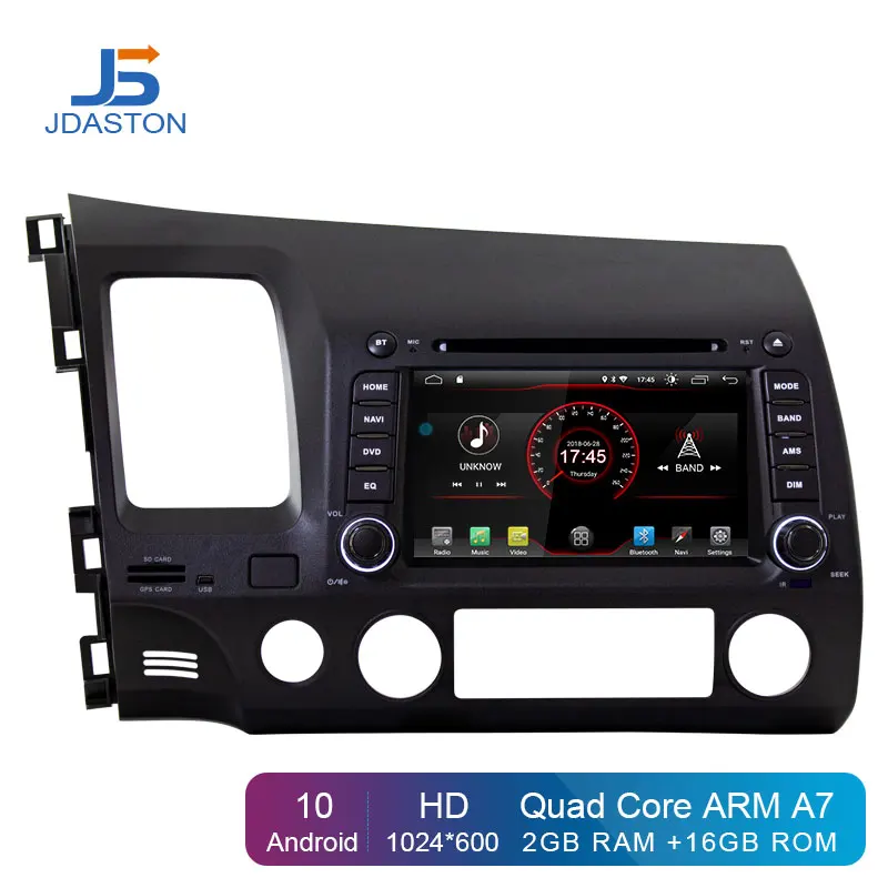 JDASTON Android 8,1 автомобильный мультимедийный плеер для Honda CIVIC 2006-2011 2Din автомобильный Радио gps автомобильный dvd плеер с навигацией плеер ips wifi стерео