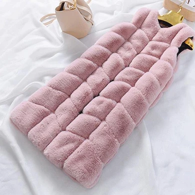 Pink ZADORIN/Осенняя зимняя теплая тонкая жилетка из искусственного меха, однотонная винтажная женская зимняя куртка без рукавов, большие размеры, женская меховая розовая Меховая куртка - Цвет: Pink