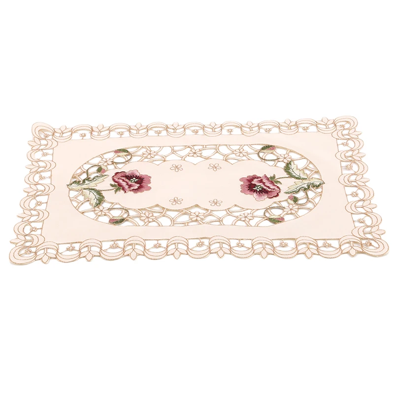 

Table Runner Flag Shaped Embroidered Polyester Coffee Tea Desk Tablecloth Placemat Decor