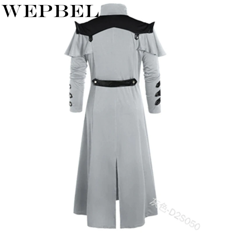 

WEPBEL Punk Rave Fashion Mens Zipper Punk PU Steampunk Visual Kei Gothic Long Jacket Coat