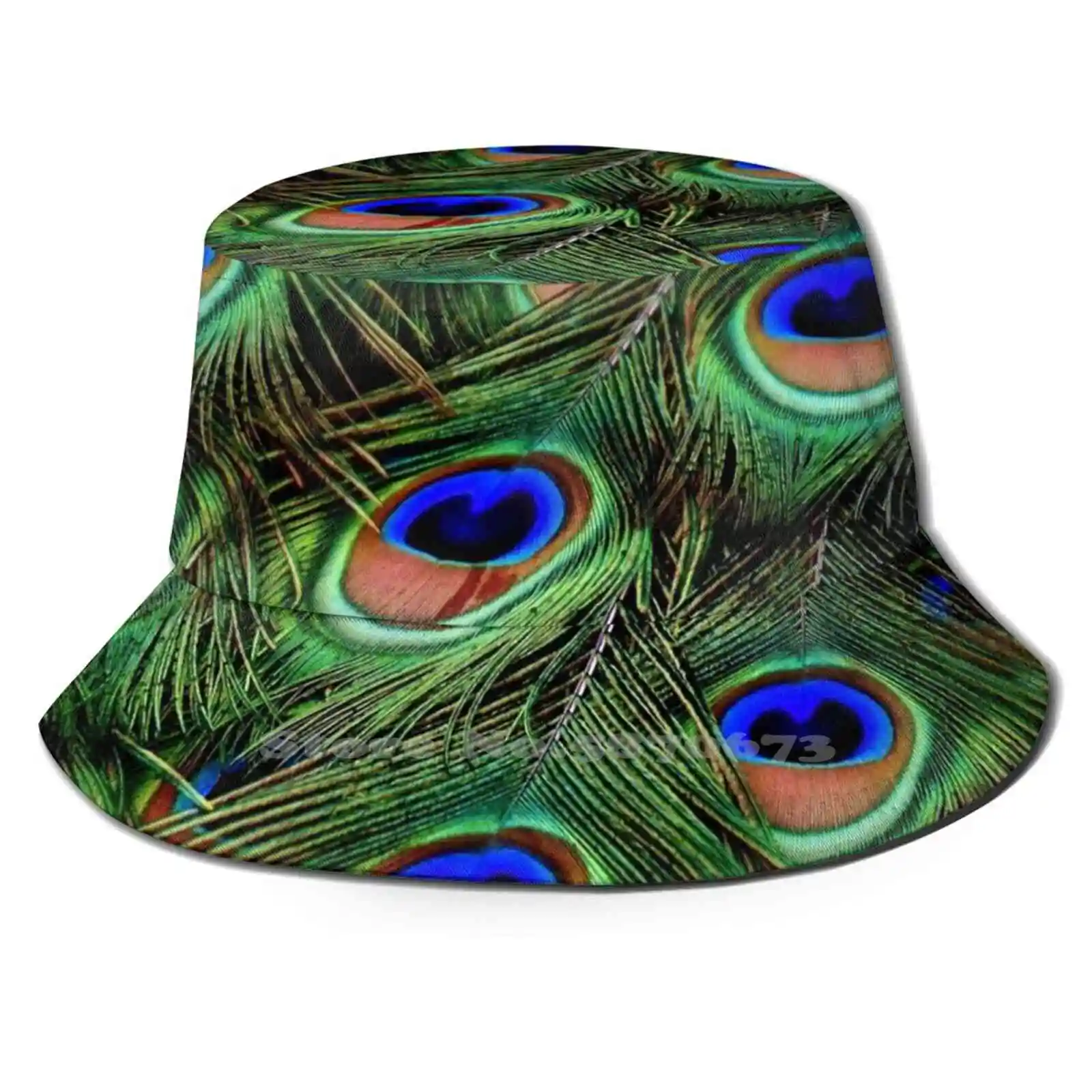 

Iridescent , Colorful Peacock Feather Plumage Design Fishing Hunting Climbing Cap Fisherman Hats Peacock Feathers Plumage