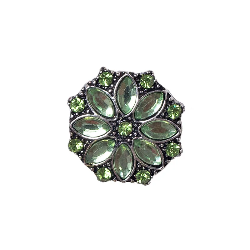 Ретро Сплав 18 мм круглая Цветочная Кнопка Стразы со стразами Очаровательная