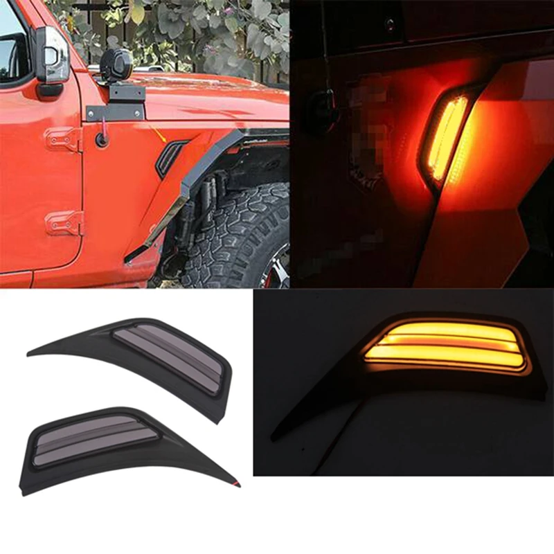 

for Jeep Wrangler JL Dynamic LED Front Fender Side Marker Light Turn Signal Lamps 2018 2019 2020 2021