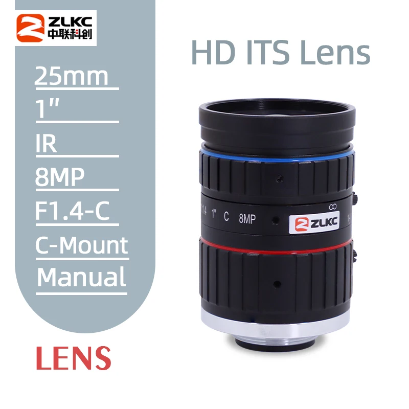 8.0Mega Pixel C Mount 25mm 1" ITS IR Correction fixed focal length lenses Industrial camera manual Iris CCTV Lens | Безопасность и