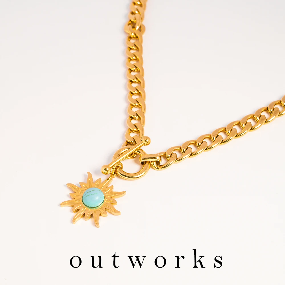 Outworks 2021 новый хип-хоп креативный винтажный простой Подсолнух бирюзовый кулон