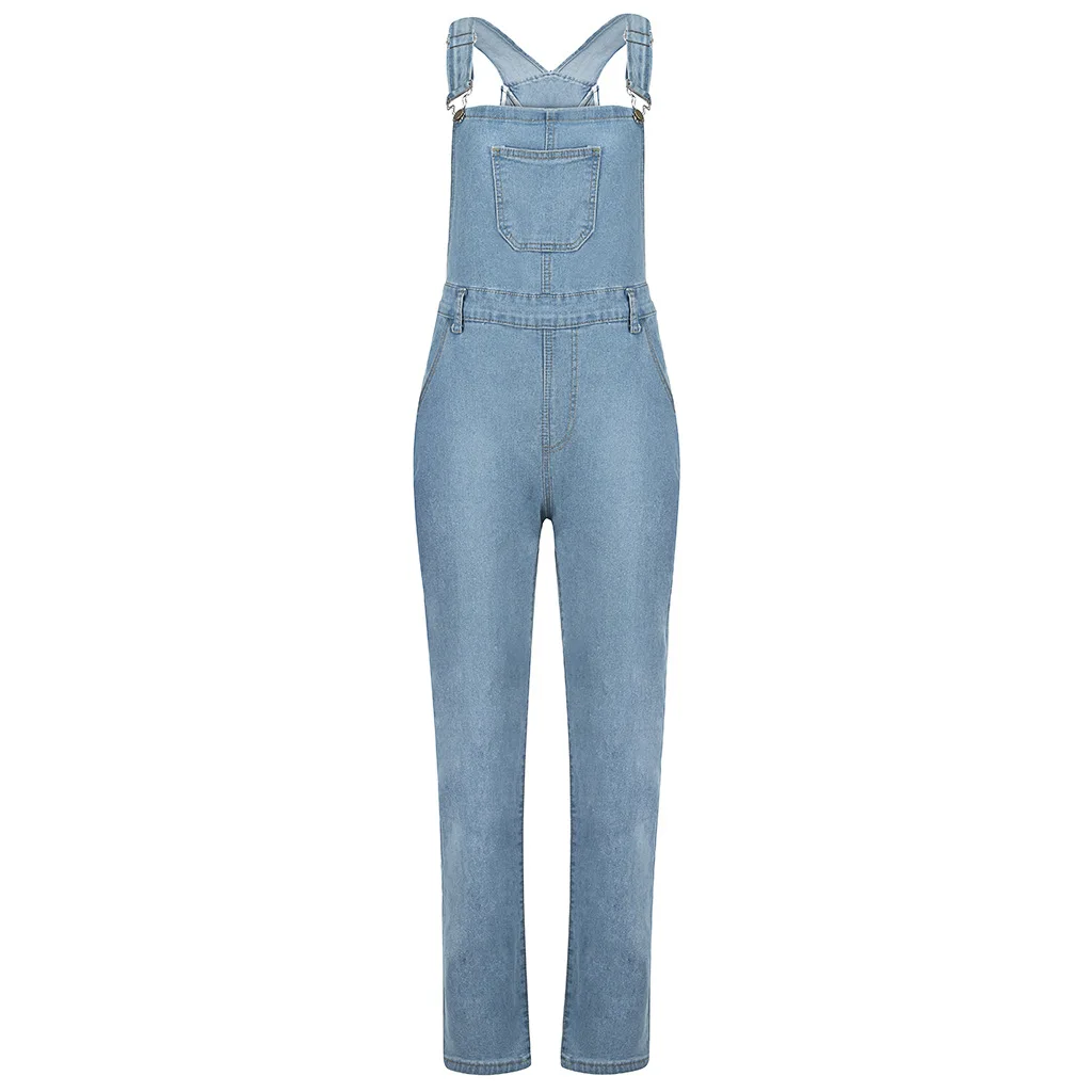 

Women's Summer Denim Jumpsuits Solid Color Jeans Trendy Casual Rompers High Waist Korean Jean Denim Overall