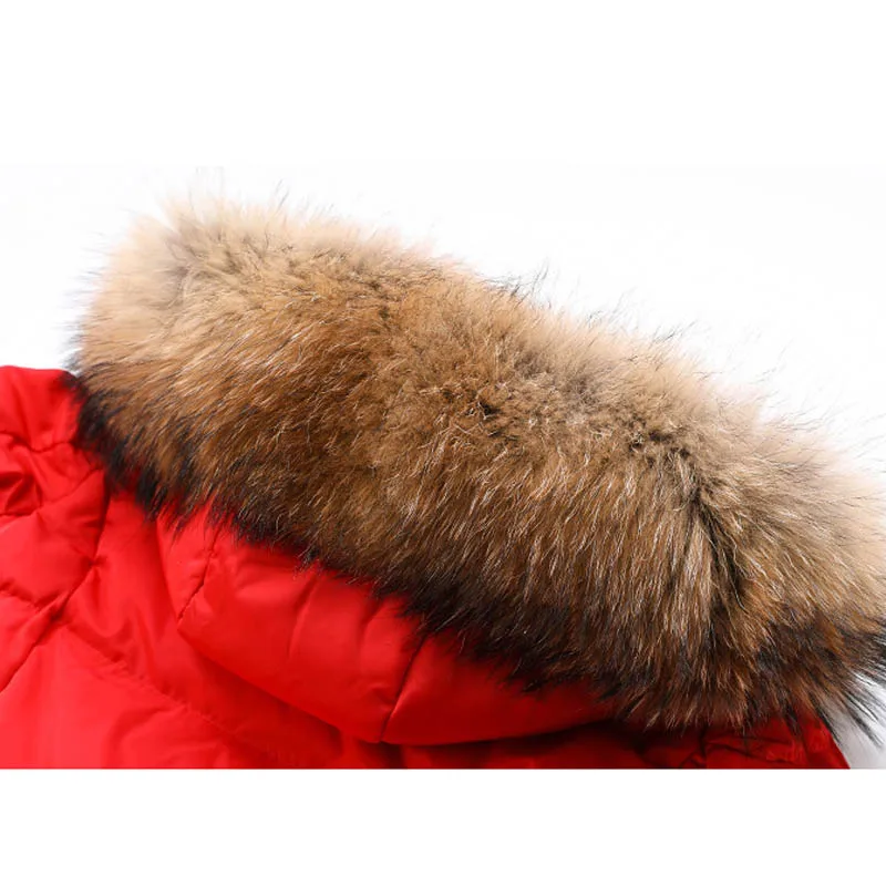 Натуральный мех енота воротник зима 90% белый пуховик женский длинный Женская