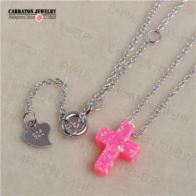 Pink Cable Chain KALETINE женское ожерелье с опаловым крестом подлинное серебро 925 пробы лабораторный опал синий крест очарование синтетическое ожерелье с опалом KLTN019 - Окраска металла: Pink Cable Chain