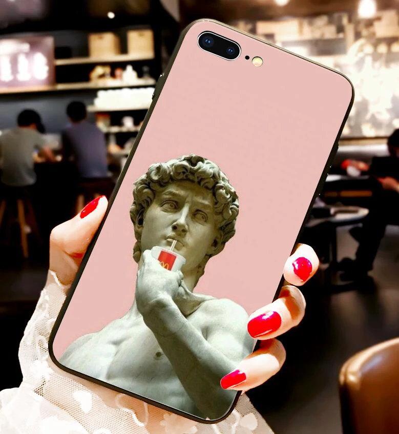 Чехол для Телефона iPhone 6 6s 7 8 Plus X XR XS Max мультяшная статуя абстрактный Рисунок