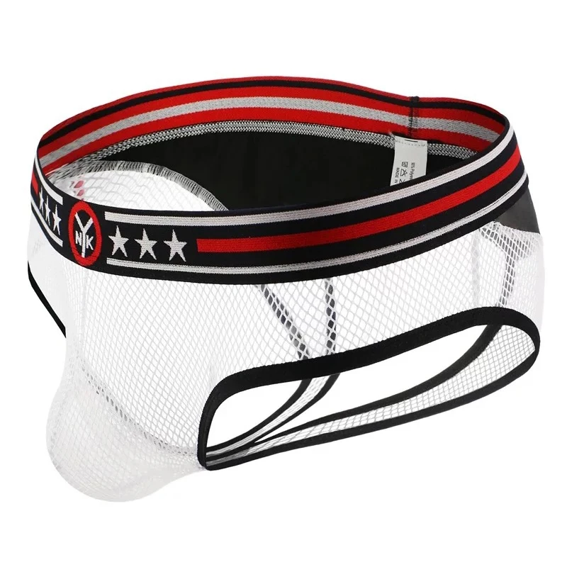 

3pcs Men's Fashion Men's Mesh Triangle Panties Open Crotch Pants Breathable Sexy Nightclub Hollow Gladiator Exotic Men's Panties