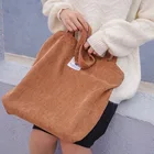 Осенняя Женская тканевая Наплечная Сумка, Экологичная сумка для хранения, многоразовая складная сумка для покупок, Женская Вельветовая сумка для покупок