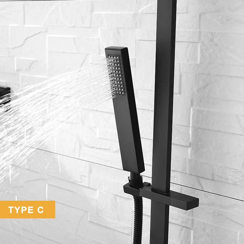 

Solid Brass Bath Hand Shower Matte Black Hand Held Shower Head Rain Spray Shower Water Saving Handheld Sprayer Shower Head