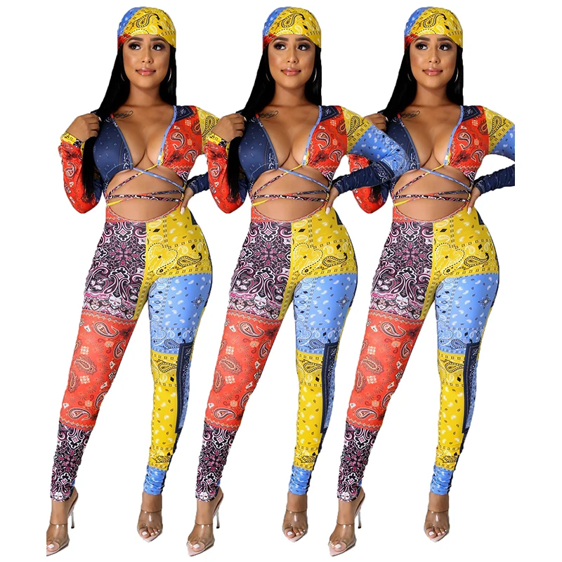 

2021 Autumn Women Sexy Jumpsuit Streetwear Long Sleeve Bodycon Floral Winter Sport Fitness Jumpsuits Romper Overalls For Women