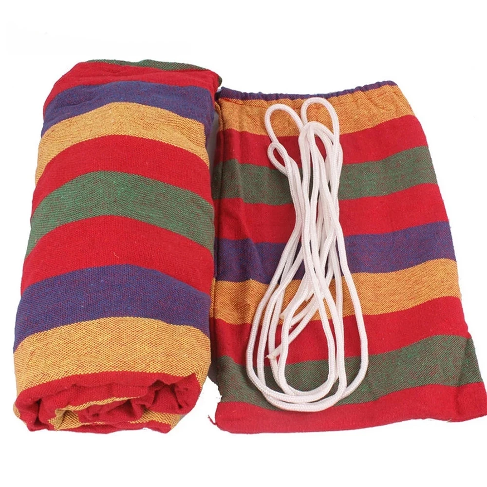 

Portable Hammock Outdoor Hammock Garden Sports Home Travel Camping Swing Canvas Stripe Hammock Thickened Anti Rollover Chair