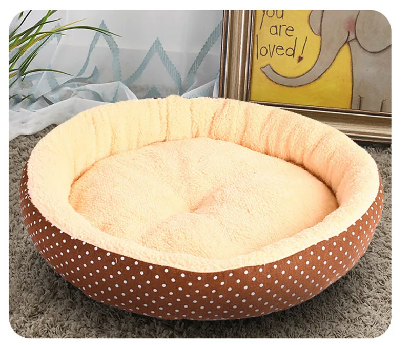 Мягкая короткая плюшевая круглая кровать для собаки кошка кроватка Дышащая печать щенок подушка для маленьких собак кошек кровать товары для домашних животных