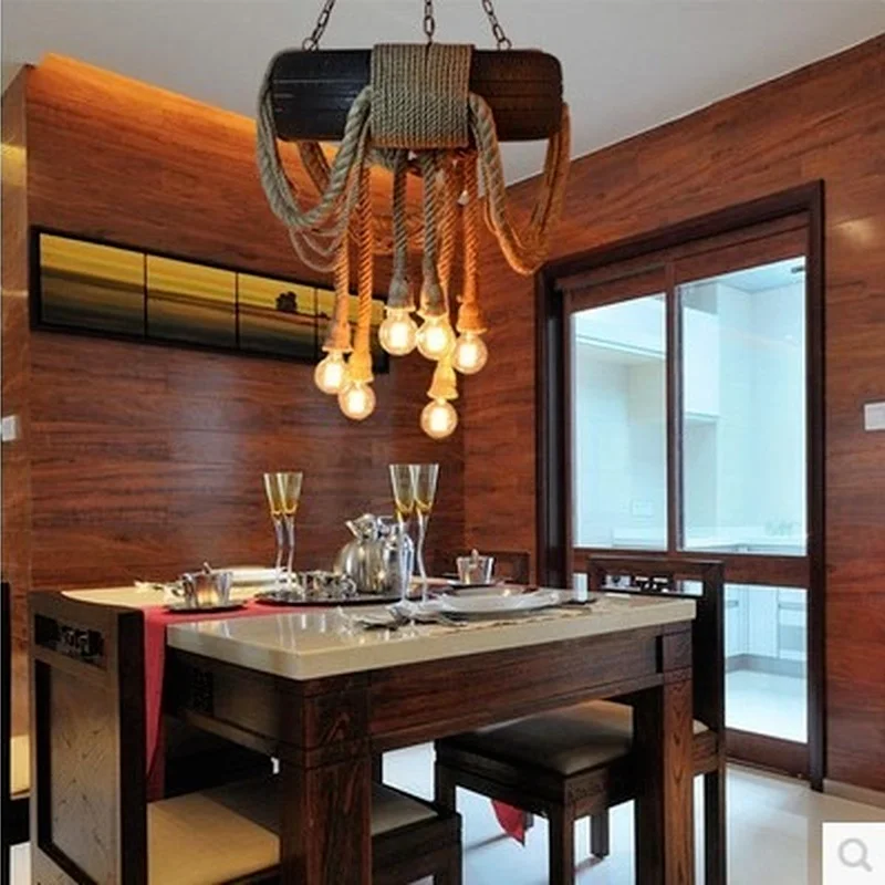 Винтажный подвесной светильник в стиле лофт винтажный индустриальный трос с 6