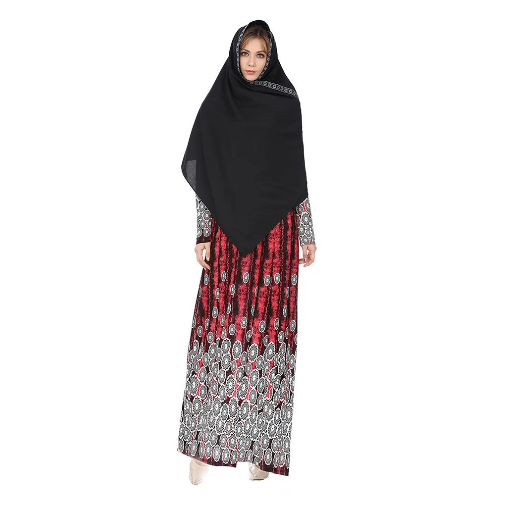 Женское мусульманское платье Abaya в этническом стиле с высокой талией пляжная