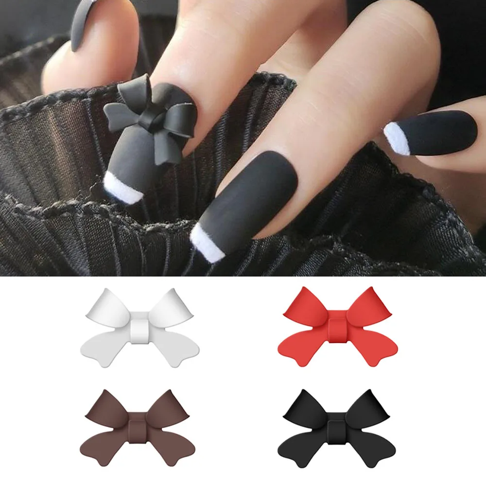 

10pcs/lot 17*11mm Nail Bow-knot Jewelry 3D Matte Alloy Decorations Japanese Charms Manicure Bow Tie Nail Art Accessories TE#92