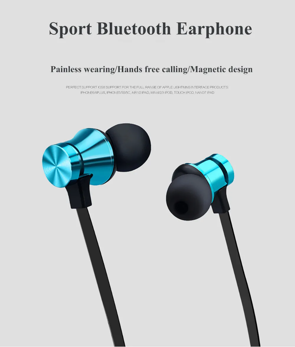 Магнитный дизайн шейным Bluetooth наушники беспроводные наушники стерео наушники шумоподавление Гарнитура микрофон с зарядным кабелем