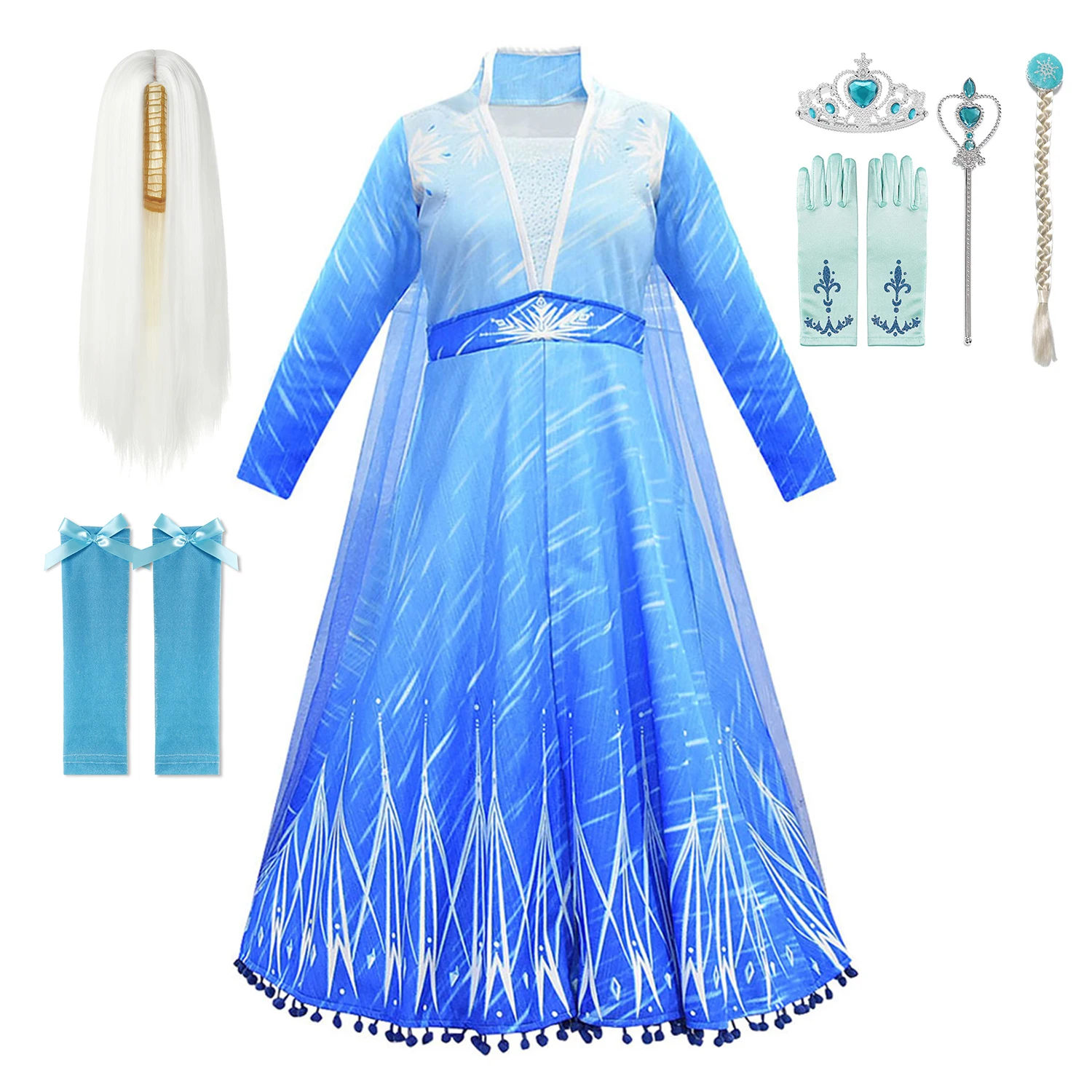 

Платье Эльзы для девочек, детский Рождественский костюм принцессы Снежной королевы, нарядная одежда для хэллоуивечерние и вечеринки