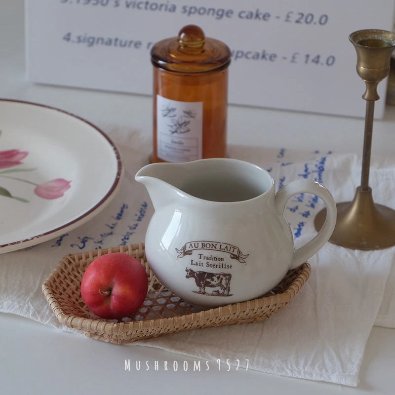 

Cute Retro French Ceramic Cow Pattern Small Milk Cup Milk Jug Afternoon Tea Posing Props