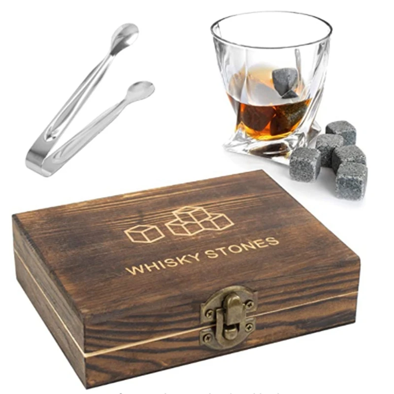 Whiskey Stone Gift Set Whisky Stones in Luxury Wooden Box Gifts for Men Keep Bourbon Chilled | Дом и сад