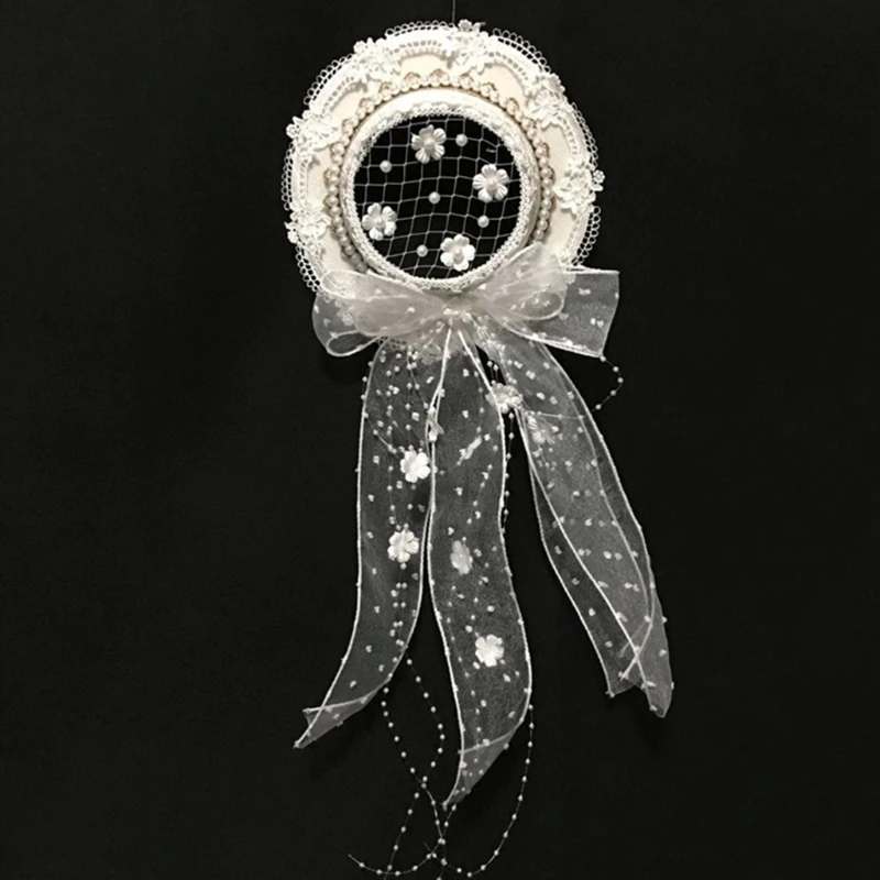 

Women Girls Head Clips Church Cap Lolita Bowknot Crystal Curling Tulle Bridal Cosplay Head Accessories Daily Accessories