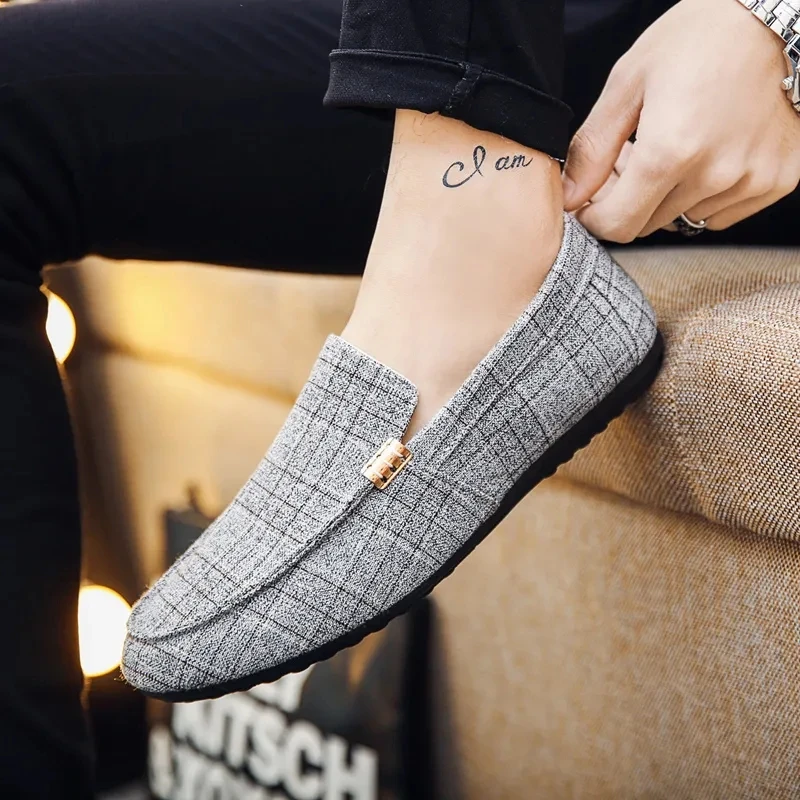 

Men Casual Shoes Canvas Breathable Driving Shoes Men Loafers Soft Comfortable Mens Flats Shoes Non-slip Lazy Fisherman Loafers